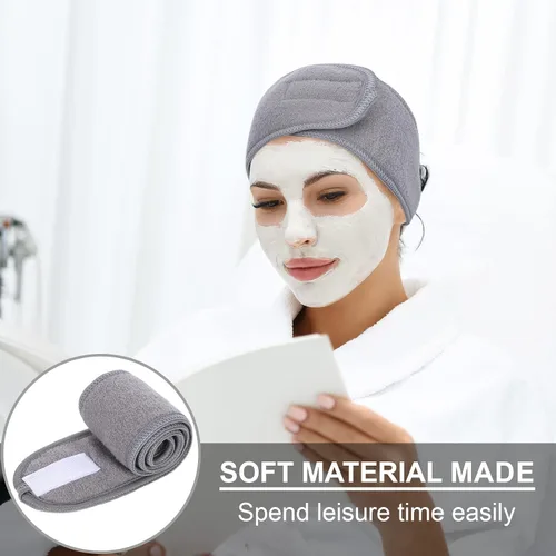 Vista 6 de Whaline Diademas faciales de spa, 3 piezas, diadema de tela de toalla suave y ajustable para lavado de cara, ducha, cubierta facial, yoga