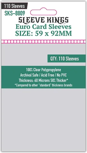 Vista 53 de Sleeve Kings Fundas para tarjetas estándar, 110 unidades, transparentes de 60 micrones de grosor, tamaño mini (1.575 x 3.504 in), compatibles