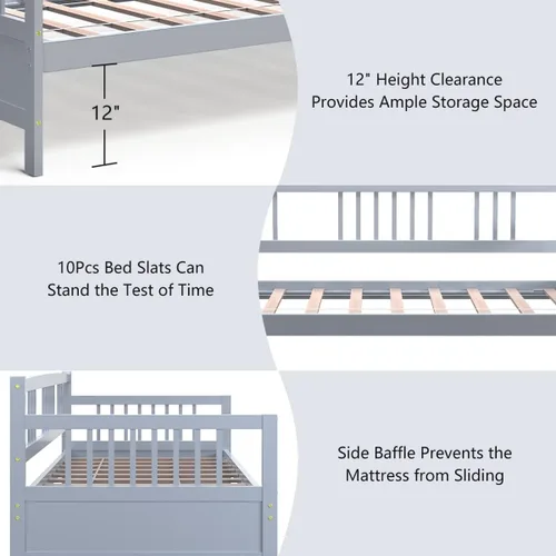 Vista 6 de HOMGX - Marco de sofá cama individual, sofá cama con soporte de listones de madera y rieles, no necesita somier, plataforma de cama de día de doble