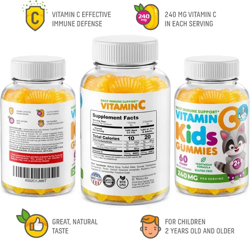 Vista 8 de Gomitas de vitamina C, 120 unidades para niños y adultos, 240 mg y magnesio 200 mg gomitas – Vitaminas masticables de apoyo inmunológico bajas