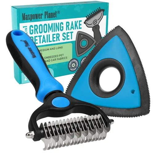 Vista 12 de Maxpower Planet Rastrillo para Perros y Cepillo de Pelo de Perro - Remueve Suavemente el Subpelo Suelto, Nudos y Enredos - Herramienta de Deslanado