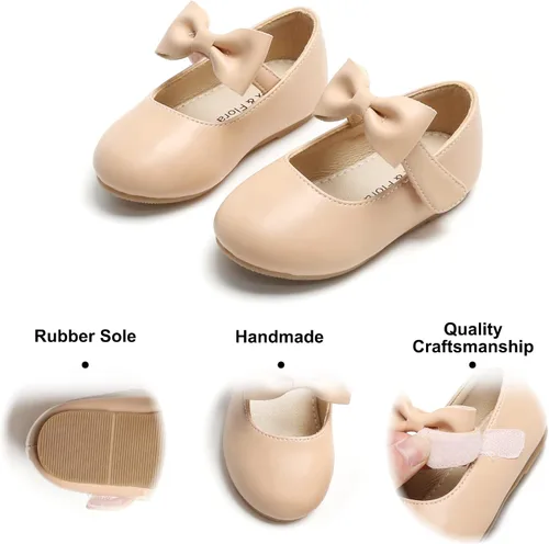 Vista 5 de Felix & Flora Zapatos de vestir para niñas pequeñas - Zapatos planos Mary Jane para niñas de flores, zapatos de ballet para fiestas y bodas