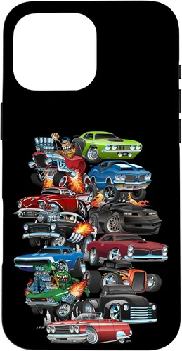 Vista 18 de Funda para iPhone 13 Hotrods, autos clásicos, coches musculosos y carros de carreras