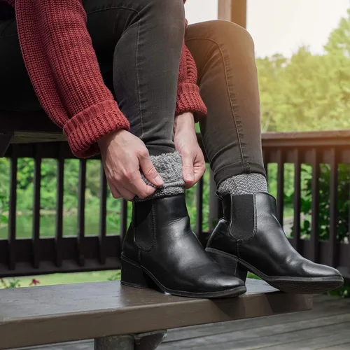 Vista 2 de Calcetines de lana de alpaca para hombres y mujeres, pesados, extragruesos, cálidos, Therma Crew para invierno y exteriores, para botas de caza