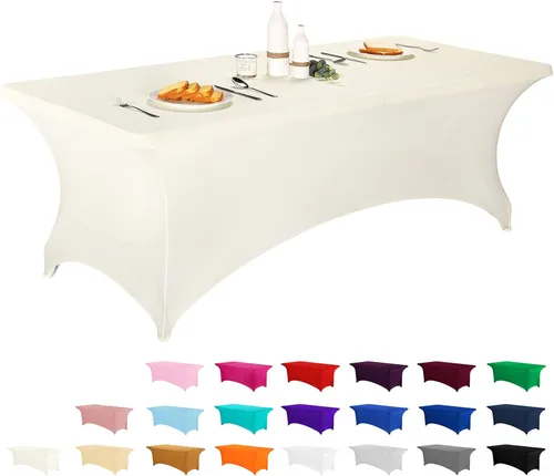 Vista 28 de LZY Cubierta de Mesa Elástica Ajustable de Spandex para Mesa Plegable de 6 pies, 4 pies o 8 pies, Mantel de Cóctel Rectangular, Perfecto para Champn