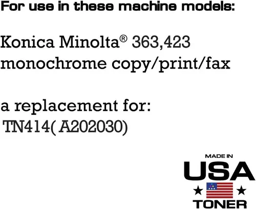 Vista 2 de MADE IN USA TONER Repuesto compatible para Konica Minolta Bizhub 363, 423, TN414 / TN-414 / A202030 (negro, 1 cartucho)