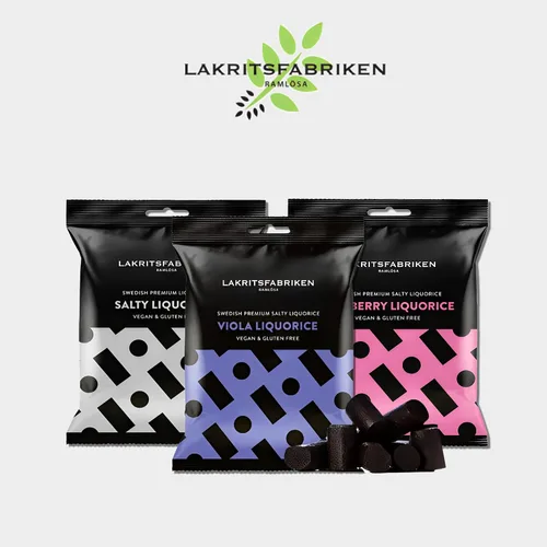 Vista 4 de Lakritsfabriken Ramlosa Regaliz negro sueco de primera calidad, caramelo de regaliz negro salado y suave con 6% de raíz de regaliz, regaliz vegano
