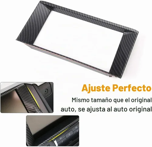 Vista 5 de RT-TCZ Cubierta de bisel de marco de panel de navegación GPS de fibra de carbono de 8 pulgadas para accesorios interiores del tablero para Ford