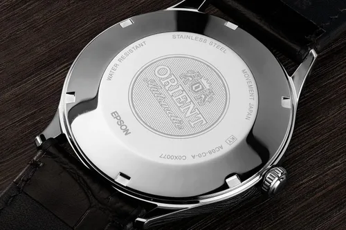 Vista 6 de Orient Reloj automático de acero inoxidable para hombre con correa de cuero, negro, 22 (Modelo FAC08004D0), Pulsera