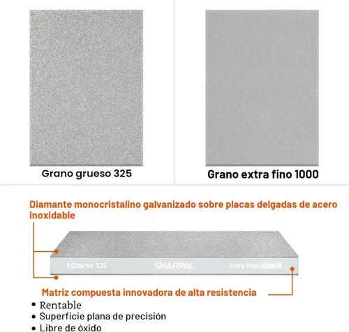Vista 4 de SHARPAL Piedra de afilar de diamante de grano doble grande 168H de 8" x 3