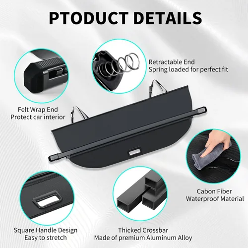 Vista 2 de Tecoom Cubierta de carga de coche para Toyota RAV4 2013 2014 2015 2016 2017 2018 accesorios, cubierta retráctil para maletero compatible con RAV4