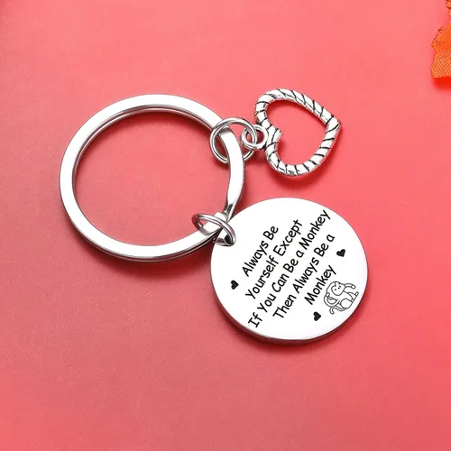 Vista 4 de ZQEOU Llavero para amante de los monos, anillo de mono, regalo para hija, regalo de mejor amiga, regalo de primo, llavero de cumpleaños