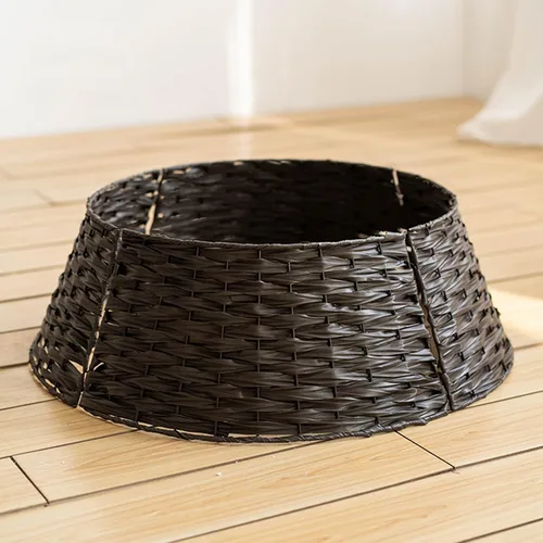 Vista 3 de Falda de cuello para árbol de Navidad, hecha a mano, mimbre artificial, soporte de mimbre para árbol de Navidad, base de árbol de Navidad, anillo