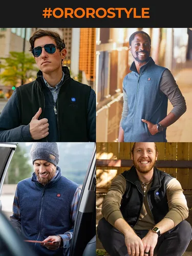 Vista 5 de ORORO Chaleco térmico de forro polar para hombre con batería