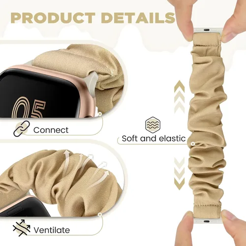 Vista 4 de Paquete de 4 bandas elásticas Scrunchie compatibles con Apple Watch de 38 mm, 40 mm, 41 mm, 42 mm, 44 mm, 45 mm, 49 mm, bandas elásticas con bonito
