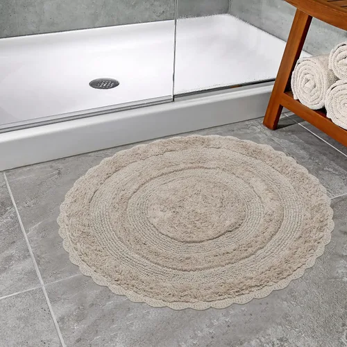 Vista 2 de The Home Talk Tapete de baño de algodón de alta calidad, antideslizante, extra absorbente, para spa, ducha, bañera, sala de estar, cálido, suave