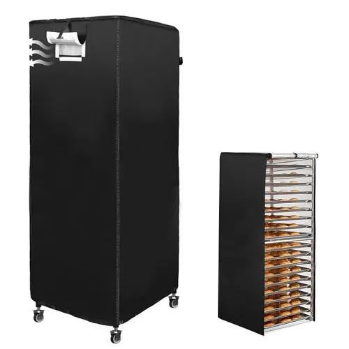 Vista 7 de Cubierta comercial para estante de pan con cremallera, cubierta de estante de sartén de 20 niveles con rejillas de ventilación, 23 x 28 x 64