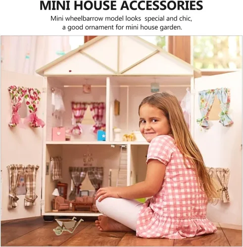 Vista 11 de Zerodeko Mini carretilla modelo 4 unidades de carretilla de juguete pequeña para accesorios de casa de muñecas, decoración de micro paisaje
