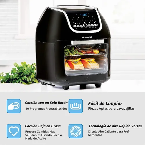 Vista 3 de PowerXL Vortex Air Fryer Pro - Horno y freidora de aire digital color negro, 10 QT