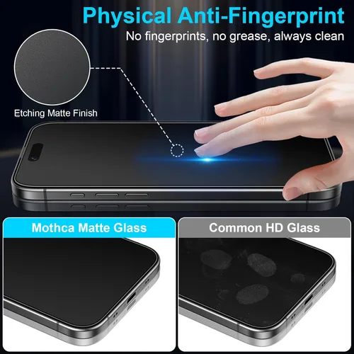 Vista 5 de Mothca Paquete de 2 protectores de pantalla de vidrio mate para iPhone Air / 17 Air de 6.5 pulgadas [caja de ajuste automático sin polvo] de borde a