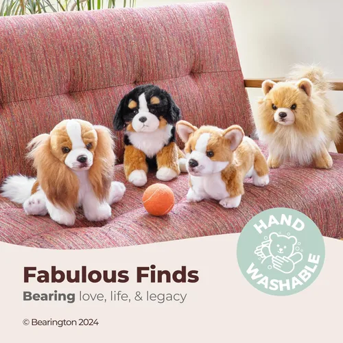 Vista 3 de Perro de peluche realista de la colección Bearington, animal de peluche dorado Retriever para niños, niños y niñas - Lil' Goldie 6 pulgadas
