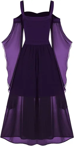 Vista 3 de Xiloccer Vestido de bruja para Halloween, cosplay, Halloween, talla grande, vestido de bruja, vestido de calavera, vestido gótico, vestido