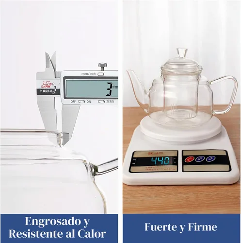 Vista 5 de CNGLASS Tetera de vidrio con infusor extraíble, 20 onzas (20.3 fl oz) de vidrio transparente para tetera apta para estufa, tetera de vidrio