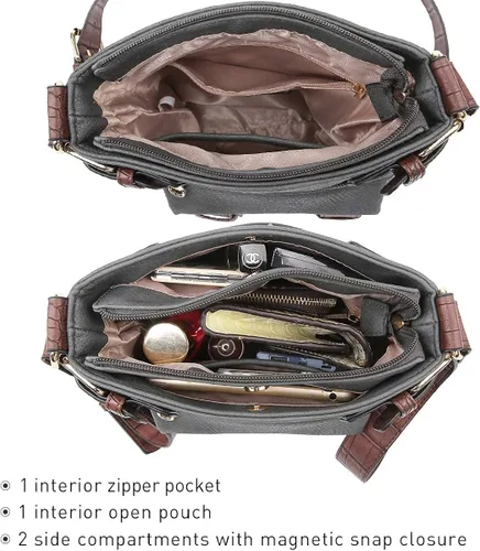 Vista 5 de Dasein Bolsos cruzados ligeros para mujer bolso de mensajero de cuero vegano suave bolso de hombro