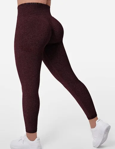 Vista 2 de YEOREO Leggings de entrenamiento profesionales cruzados para mujer, cintura cruzada en V, teñido anudado, sin costuras, pantalones de yoga