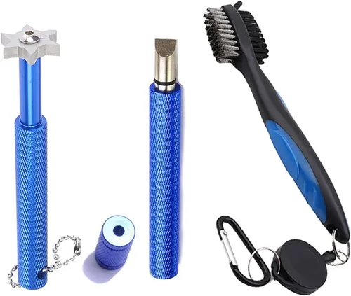 Vista 11 de VIPMOON Golf Club Cleaner Kit, 2 Pcs Groove Sharpener Regrooving Tool and 1 Pcs Retractable Club Cleaner Brush, Portable Groove Sharpener Tool for