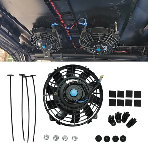 Vista 8 de 7 "pulgadas universal delgado ventilador push pull radiador eléctrico refrigeración 12V kit de montaje negro
