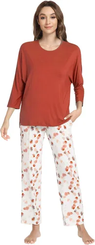 Vista 54 de NACHILA Women's Pajamas Set-Viscose Made from Bamboo, Long Sleeve Sleepwear Top with Pants Comfy Pajama Soft 2 Piece Pjs B-aqua Green