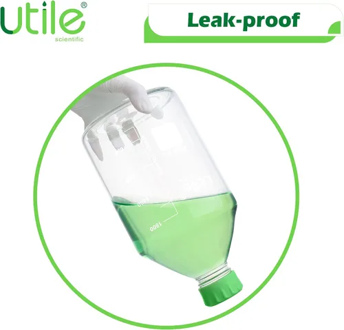 Vista 6 de Utile Botella de medios, 3.3 botellas de almacenamiento de vidrio de borosilicato con tapas, botellas de medios de laboratorio de 67.6 fl oz