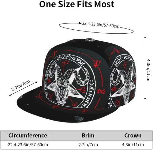 Vista 3 de Gorra de béisbol ajustable con Snapback para hombres y mujeres gorras de cabeza de cabra satánica de Demon Baphomet