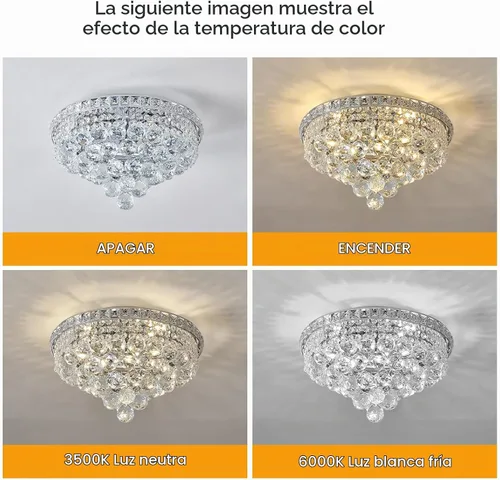Vista 3 de Lámpara de araña de 4 luces de cristal cromado, lámpara de techo moderna con forma de gota de lluvia K9 para dormitorio, pasillo, bar, sala