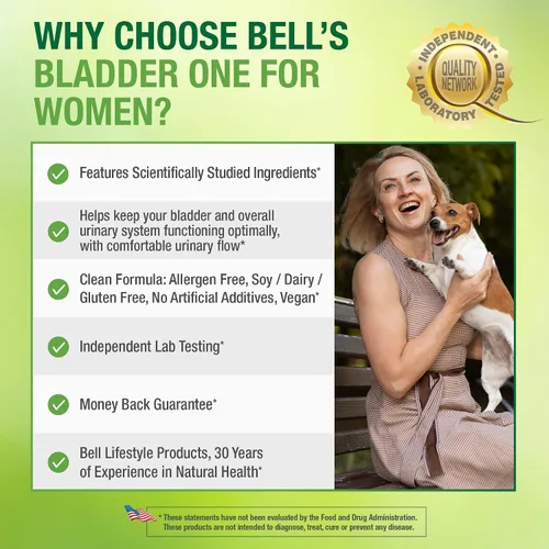 Vista 5 de Bell Vejiga Uno para Mujeres: Control de la Vejiga y Apoyo Urinario, 60ct
