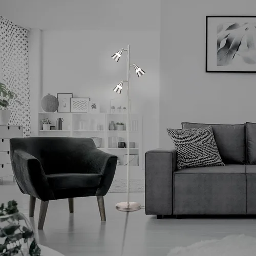 Vista 7 de O'Bright Ash - Lámpara de pie LED de árbol de 3 luces, LED regulable de 3 cabezales, lámpara de pie multidireccional, pantalla múltiple ajustable