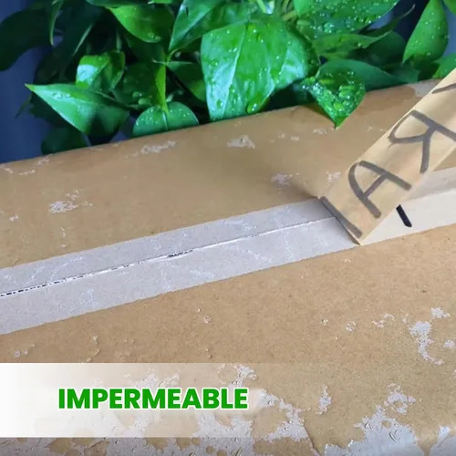 Vista 3 de ADHES Cinta de Embalaje de Papel Resistente Cinta de Papel Kraft, Ecológica y Biodegradable, Cinta de Embalaje Marrón Escribible y Sin Recubrimiento