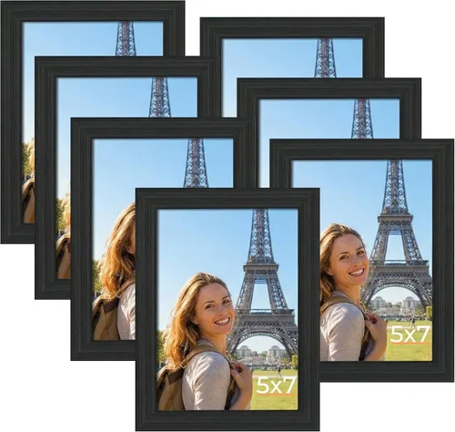 Vista 8 de Giftgarden - Juego de 7 marcos para fotos de 4 x 6 pulgadas, color negro, marcos para fotos de 4 x 6 pulgadas para pared o mesa