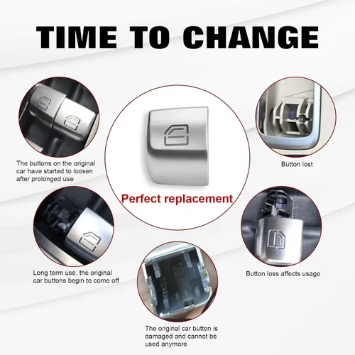 Vista 3 de x xotic tech Tapa de repuesto para interruptor maestro de elevalunas de automóvil, color plateado, compatible con Mercedes Benz C E S GLC Clase W205