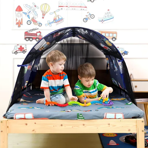 Vista 3 de Tienda de Cama para Niños Camas Individuales - Zoológicos y Coches Tiendas de Juego Maravillosas Niños Niñas Tienda de Juego Interior Ventilada