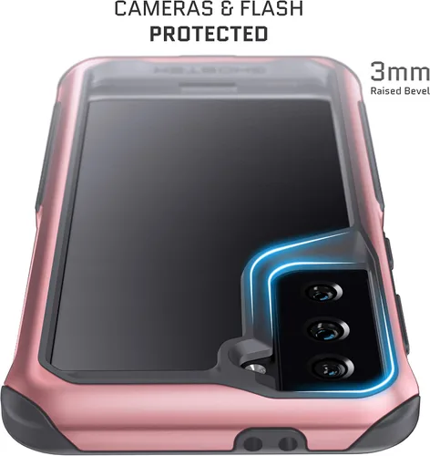 Vista 3 de Ghostek ATOMIC - Funda delgada para Galaxy S21 con parachoques de metal de aluminio y diseño trasero transparente, protección resistente que absorbe