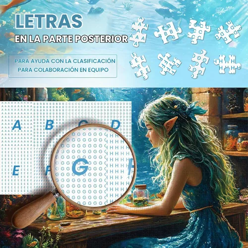 Vista 3 de 1000 Peice Puzzle for Adults Fantasy Undersea Girl Ocean Puzzles Chica submarina