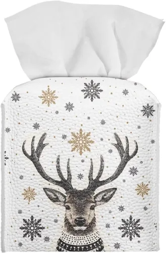 Vista 30 de Lindas decoraciones de ajolote con estampado de animales, caja de pañuelos de cuero, soporte de Navidad, organizador de papel de seda impermeable