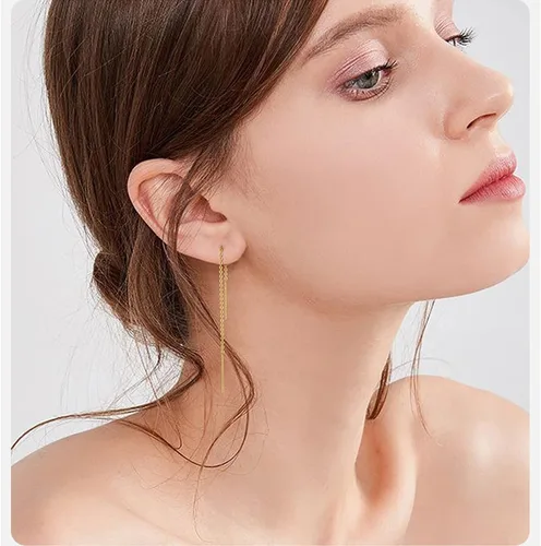 Vista 2 de Aretes de borla para mujer, cadena de discoteca, aretes colgantes para boda, dama de honor, para fiesta