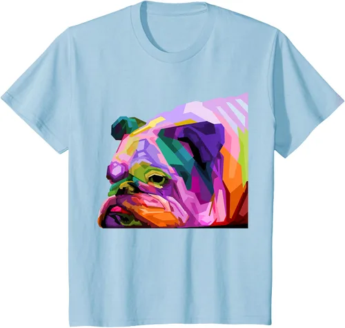 Vista 9 de Camiseta de retrato pop artístico de bulldog británico inglés para dueños de perros, Negro, S