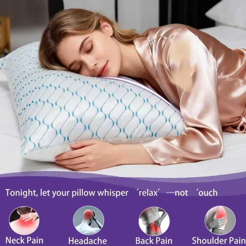 Vista 7 de VAINOC - Almohadas de espuma viscoelástica tamaño estándar, conjunto de 2, almohada firme de enfriamiento ajustable para dormir de lado, espalda