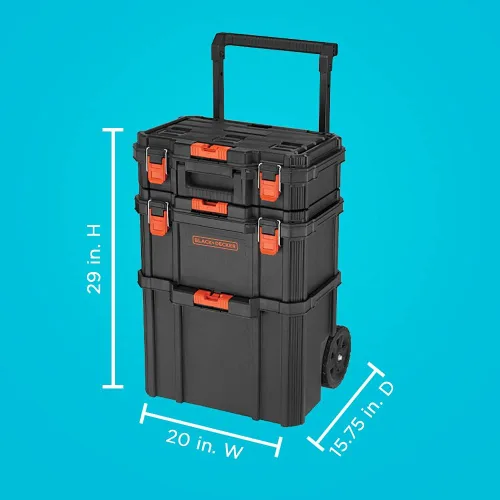 Vista 3 de beyond by BLACK+DECKER BLACK+DECKER BDST60500APB Sistema de almacenamiento apilable - Juego de 3 piezas
