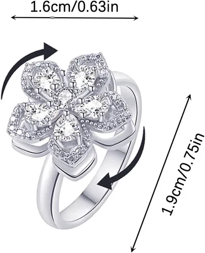 Vista 8 de Sunflower Ring Spinning Fidget Rings for Anxiety Open Adjustable Spinner Sun Ring Creative Relieving Stress Rotating Jewelry