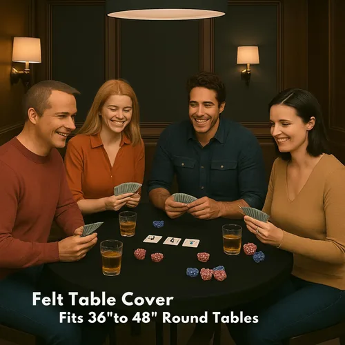 Vista 2 de Cubierta de Mesa de Juego de Cartas de Fieltro para Jugar Cartas, Póquer, Mahjong, Dominó, Bridge y Juegos de Mesa, Mantel Elástico Ajustable